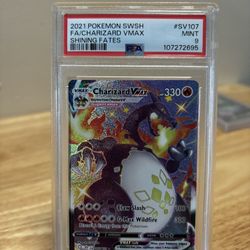  POKEMON SWORD & SHIELD SHINING FATES #SV107 FULL ART/CHARIZARD VMAX PSA 9