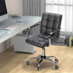 Office  Chair, PU Leather with Armrests/Large  with Wheels, Grey Q-11