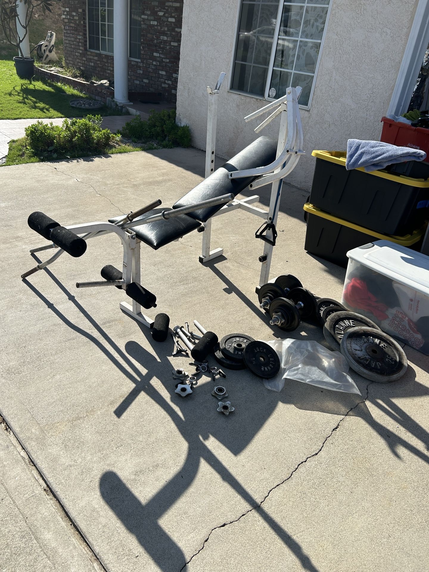 Weights - Bench - Dumb Bell Squat & Regular Bars.