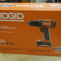 RIDGID R86001K 18V 1/2" Cordless Drill/Driver 2.0Ah Kit - Brand New. 