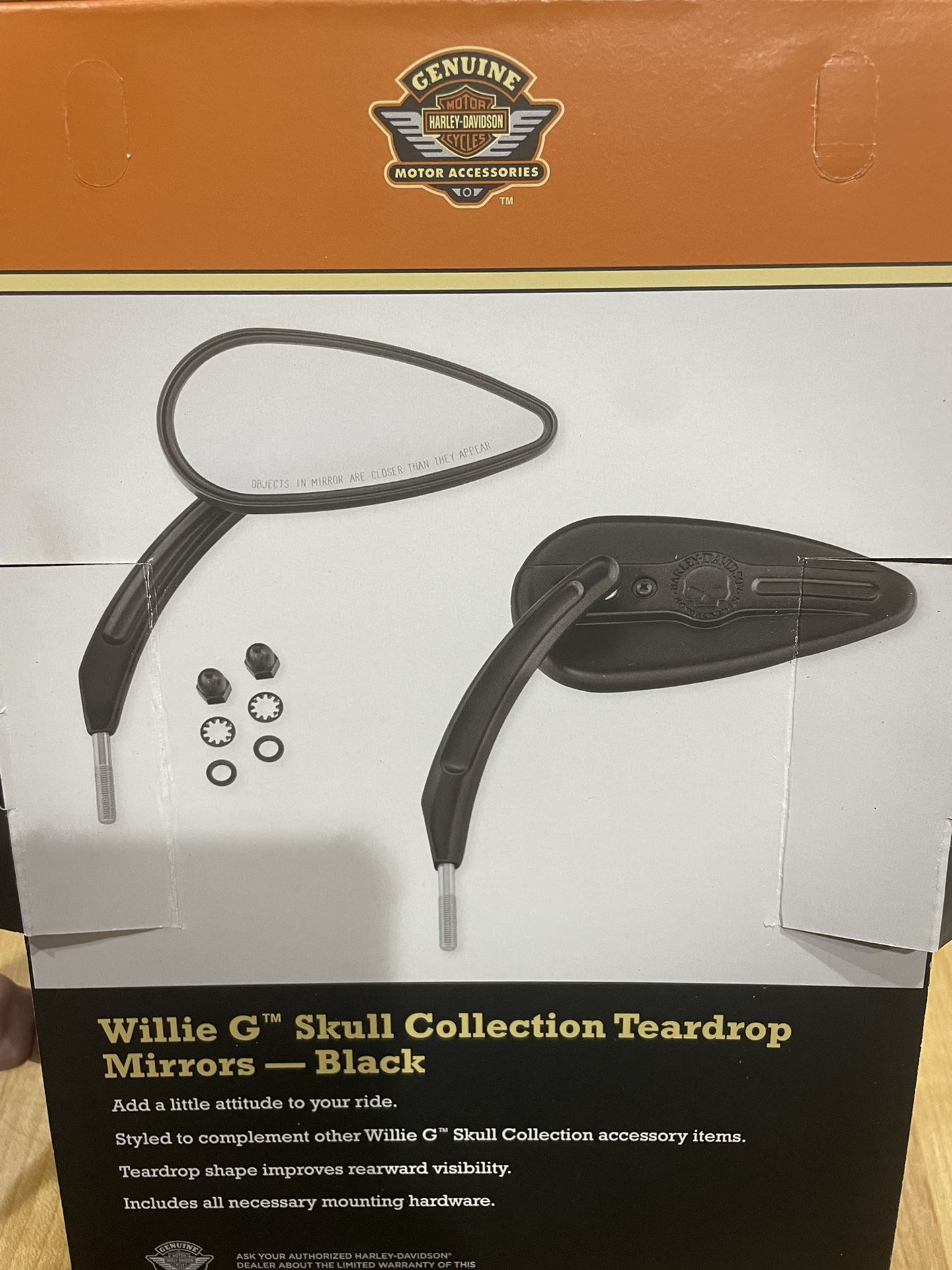 Harley Willie G Skull Teardrop Mirrors