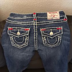 True Religion Jeans With Red And White Stitch 
