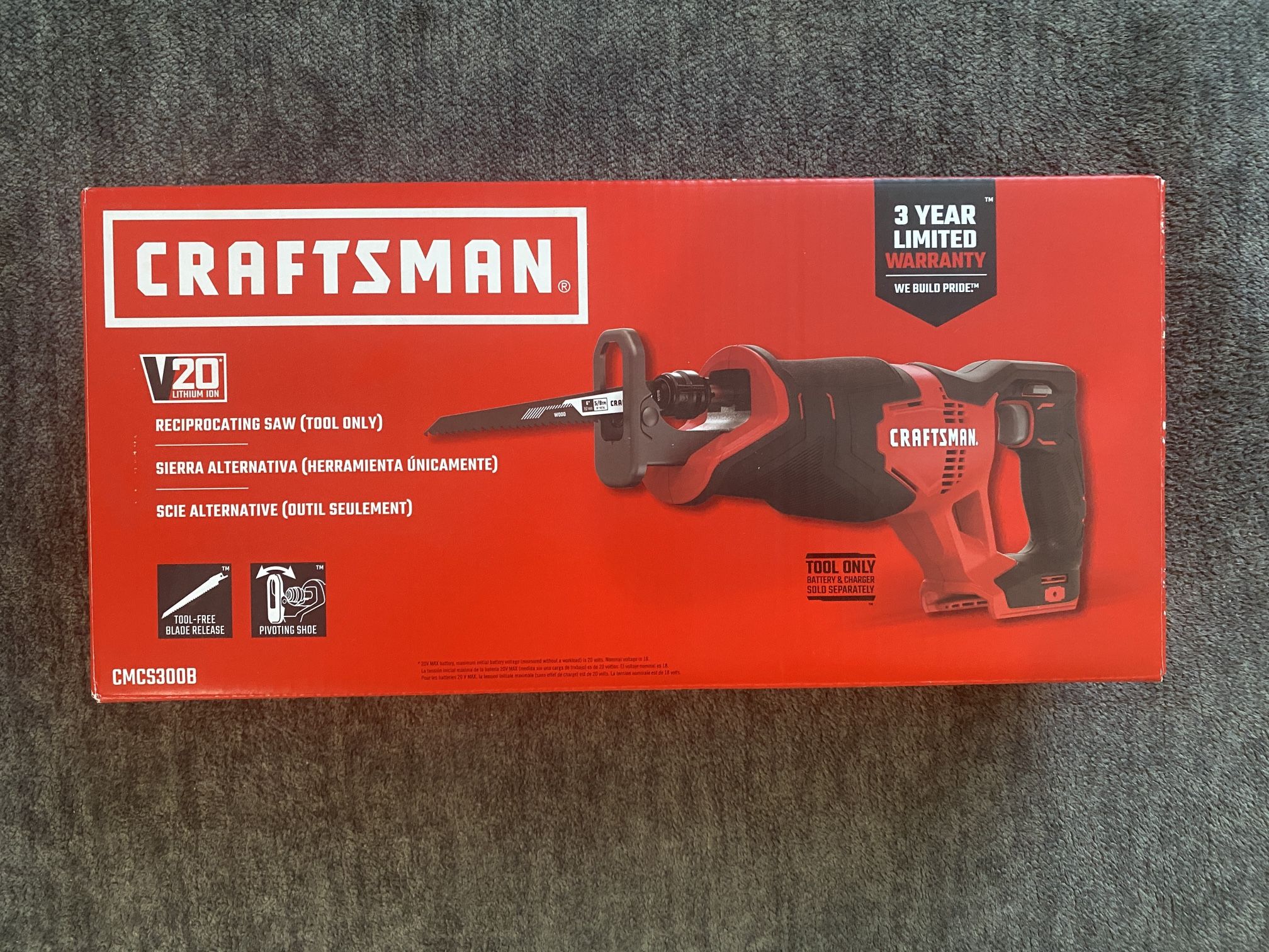 Craftsman V20 Cordless Brushed Reciprocating Saw TOOL ONLY