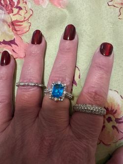 Set of 3 Silver-Tone Crystal Rings
