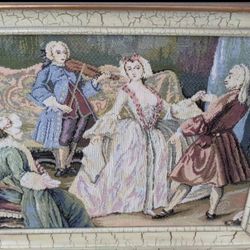 24x42 Antique Tapestry Wall Mirror French Art Nouveau Tapestry 