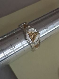 Celtic Triquetra Knot Silver and Gold Ring