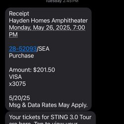 (1) VIP Ticket To Sting 5/26