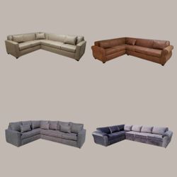 NEW 7X9FT SECTIONAL COUCHES, Paisley BLACK, Electric BLUE, Dakota CAMEL LEATHER Combo, Baby FACE And Body Face BLACK FABRIC COMBO,More Color Fabric