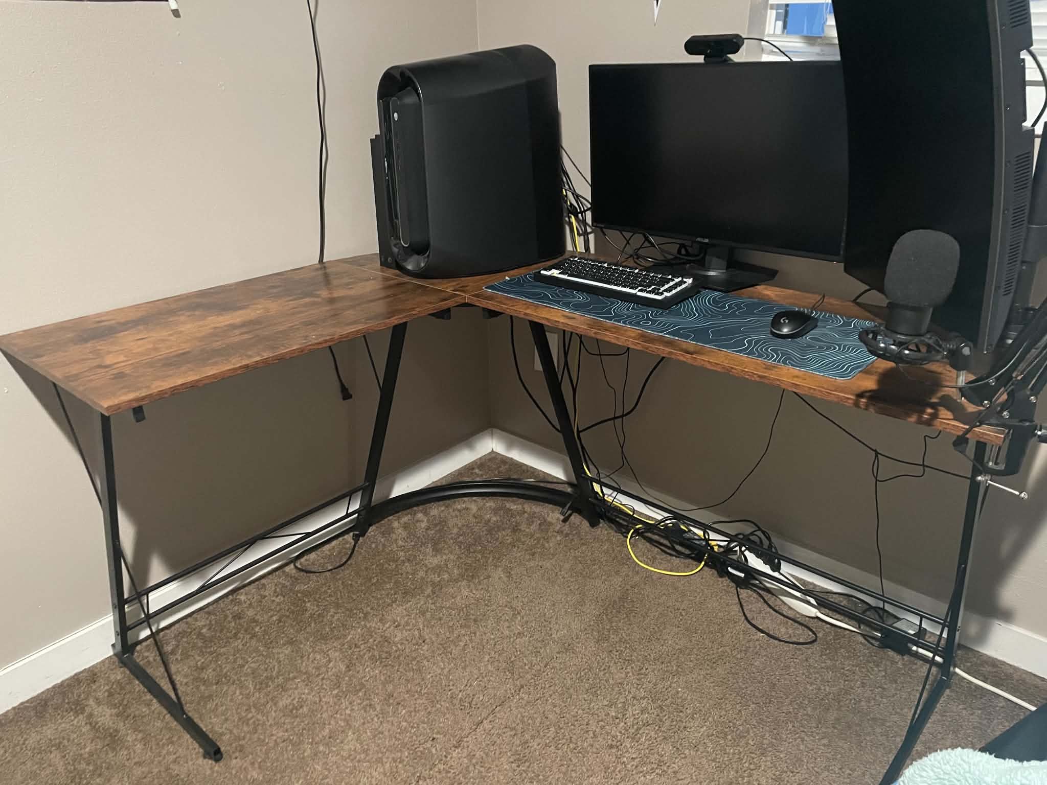 Casaottima L Shaped Gaming Desk, Home Office Desk with Round Corner ...