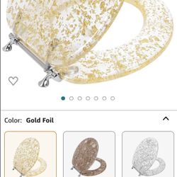 Ginsey Home Solutions Round Resin Toilet Seat, Gold Foil