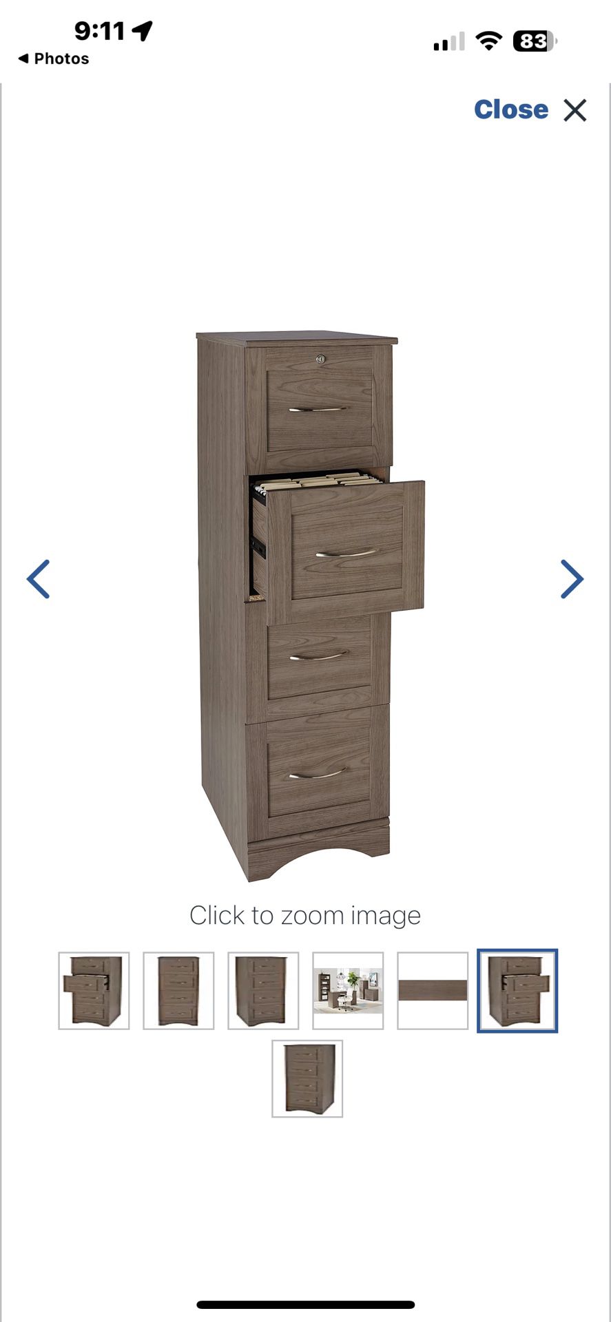 Vertical 4-Drawer Vertical File Cabinet, Gray NEW