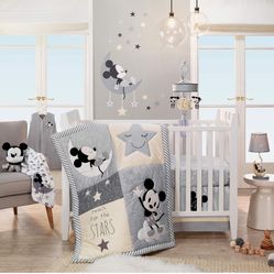 Lambs & Ivy Mickey Mouse 4Piece Crib Bedding Set, Gray