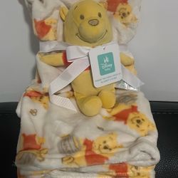 winnie the pooh 2 piece set blanket & plush 