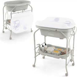 Newly assembled  2 in 1 Baby Changing Table with Bath Tub Unit, Folding Diaper Dresser Station
