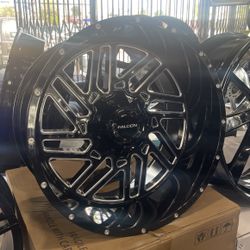 Falcon 22x12 Wheels 6x139 Or 6x135 Black/Milled ( Set Of 4) 