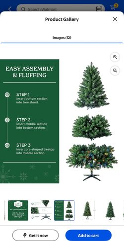 7.5' Pre-Lit Kennedy Fir Green Artificial Xmas Tree with Color-Changing LED Lights and Quick Set, by Holiday Time