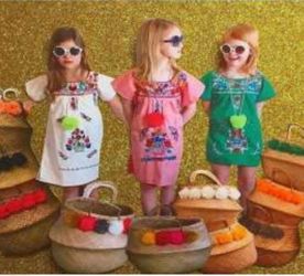 Mom and daughter hand embroidery dresses