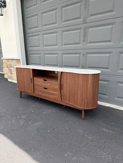 Brand New 70” Walnut Fluted TV Stand |Built-In Power