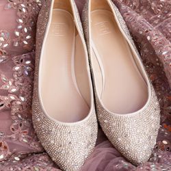 Rhinestone Pointed Ballet Flats for Women
