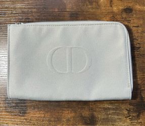 Dior Beige Makeup Bag Pouch Cosmetic Case with Zipper Closure, 9 in x 5 in