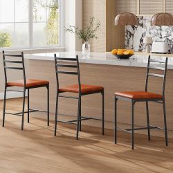 Set of 4 Modern Metal Dining Chairs w/ Cushioned Seat – Brand New in Box