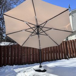 Large Offset Patio Umbrella with Base