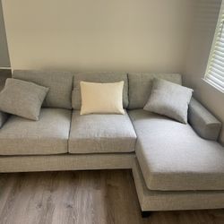 2 Piece Sectional Grey Couch 