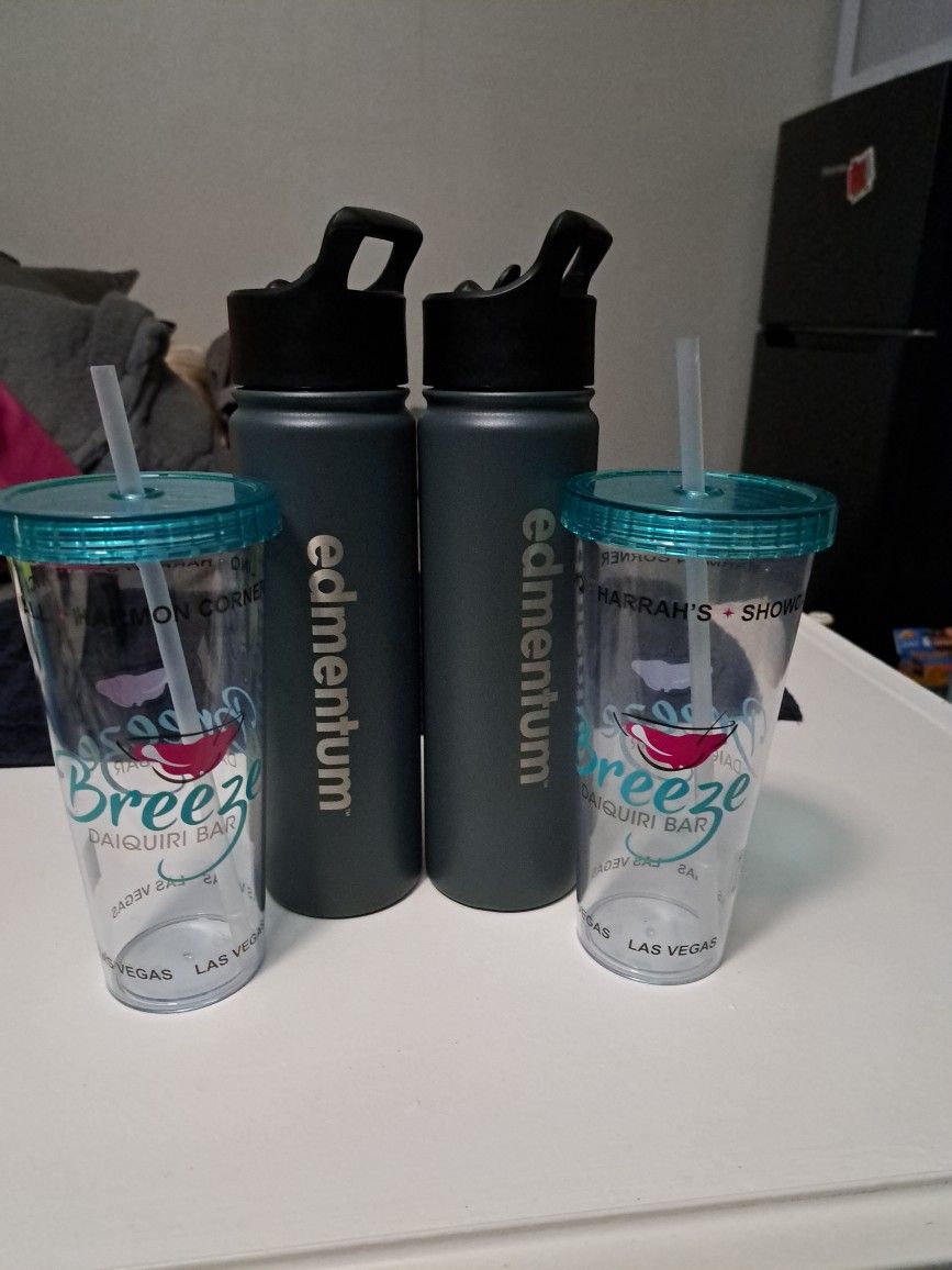 2 Simple Modern Thermos Water Bottles 22oz. | 2 Breeze Daiquiri Bar Suvinior Cups