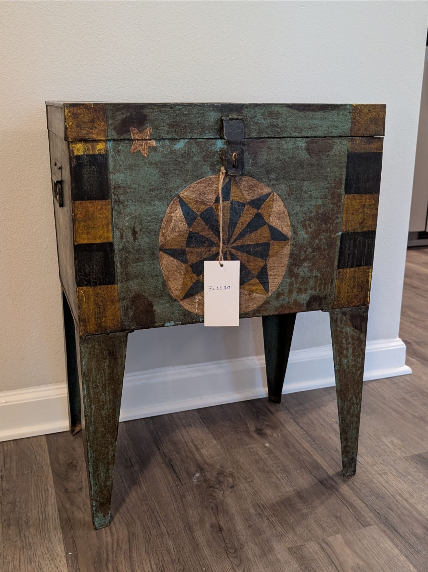 Vintage Indian Hand-Painted Metal Ballot Box