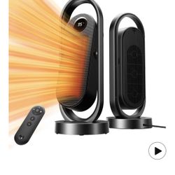 Space Heater, Electric Portable Heaters for Indoor Use with Thermostat, Wide Oscillation, ECO and Fan Mode, 1-12H Timer, 1500W PTC Ceramic Fast and Sa