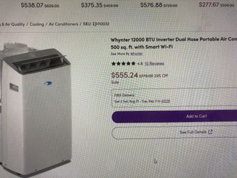 Brand New Whynter Portable A/C 12,000 Btu With Dehumidifier Sealed Never Opened Super Quiet 