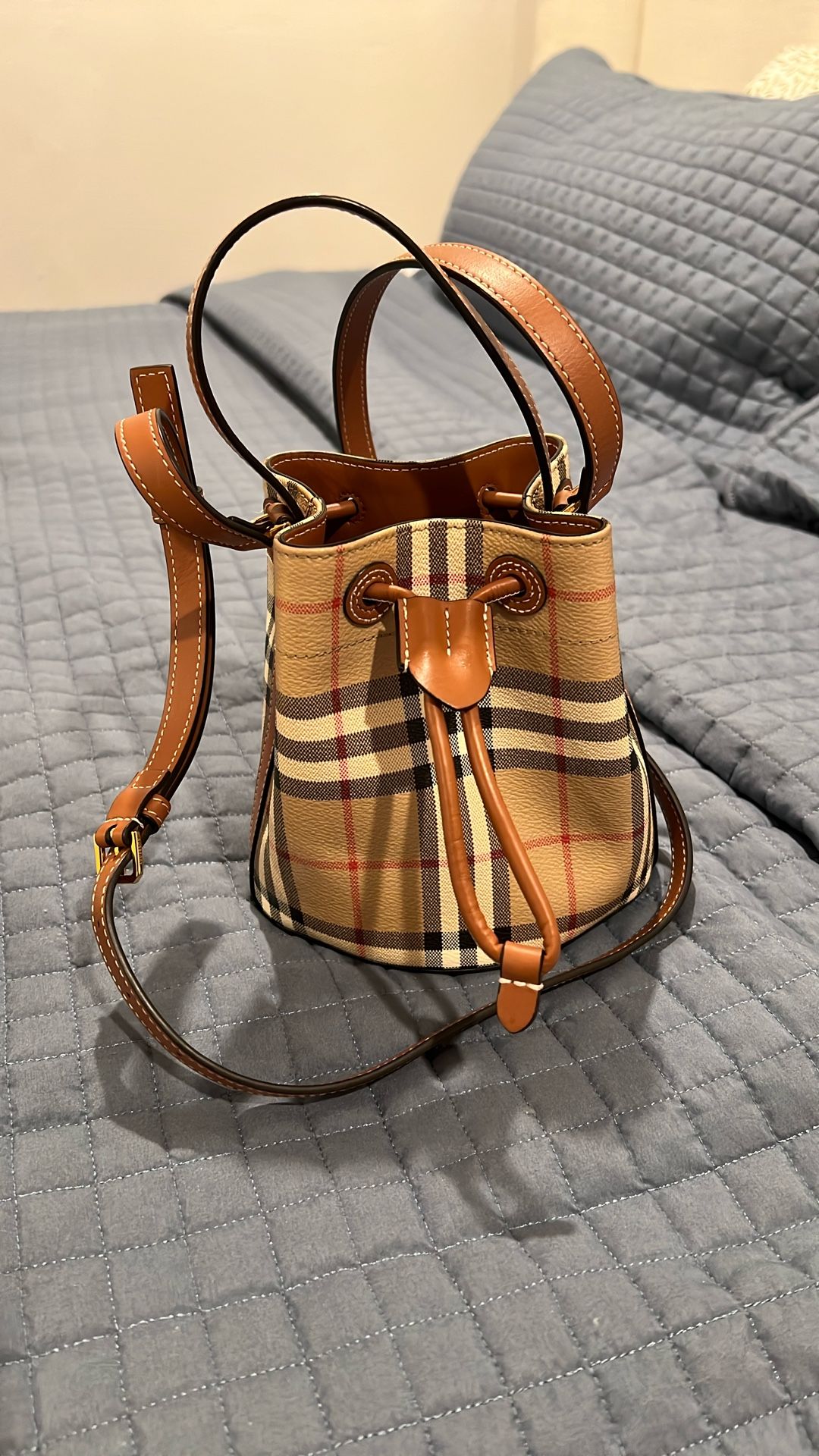 Burberry Mini Check Bucket Bag
