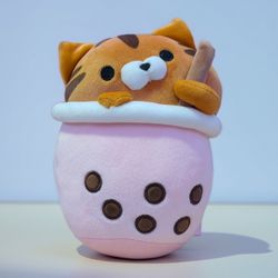 Takashoji Boba Tea Cat 6" Plush New
