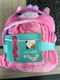 Original Squishmallows Hooded Throw Cozy Hooded Hand Pockets, Unicorn Lola