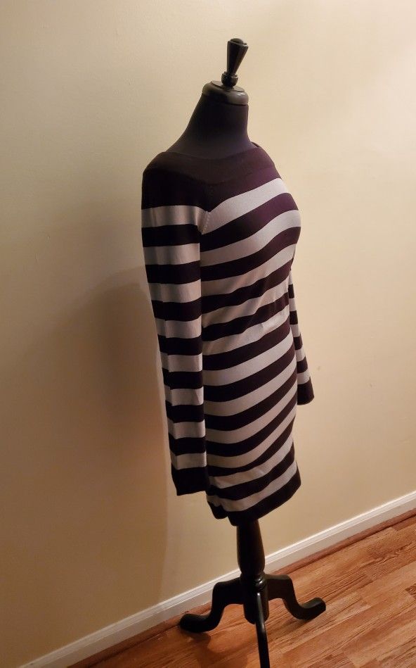 Stripe Knit Dress Black and Gray