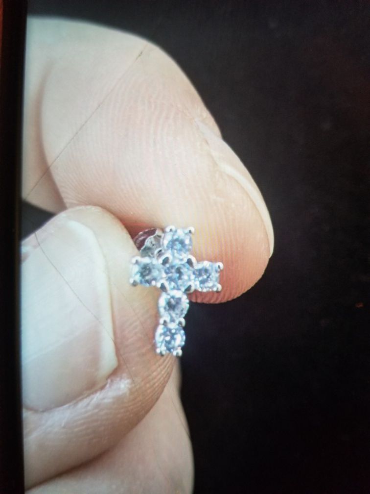 Diamond cross stud earrings