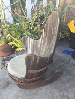 Vintage whiskey barrel rocking chair