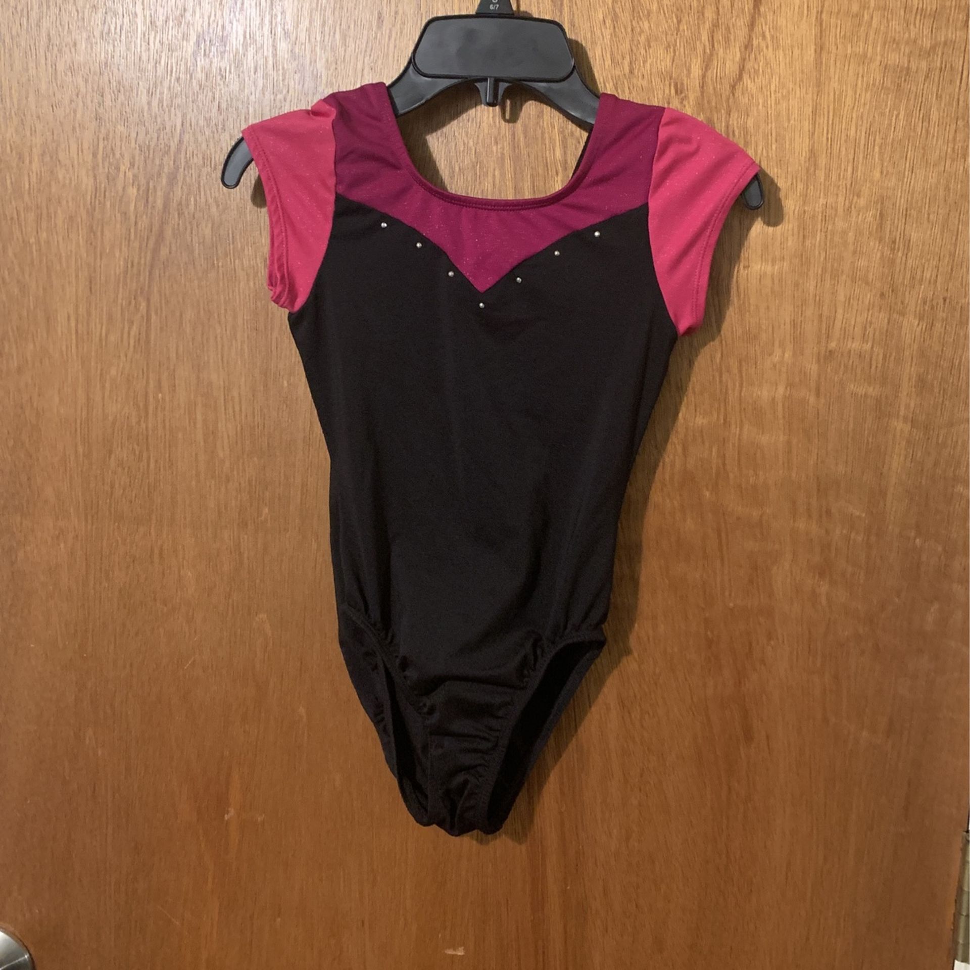 Black/Pink W/Studs Girls Gymnastics Leotard