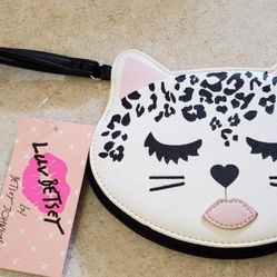 Betsey Johnson Leopard Cat cheetah coin purse wristlet SHIPPING AVAILABLE 