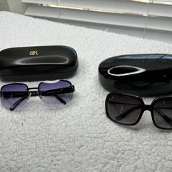 Two Pairs Ladies Sunglasses with Carrying Cases, Banana Republic & Ann Taylor 