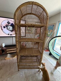 Vintage rattan bookshelf