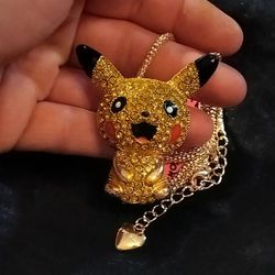 NWT And Box Vintage Rhinestone Pikachu Betsey Johnson Necklace 
