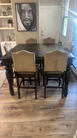 Counter height table and 6 chairs