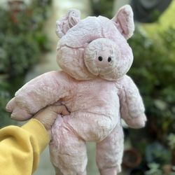 Build A Bear Pink Pig Piglet 18" Plush Curly Tail Farm Plush