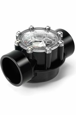 Inline Pool Check Valve Plastic Black/Clear Cover Corrosion Resistant 6.44 in