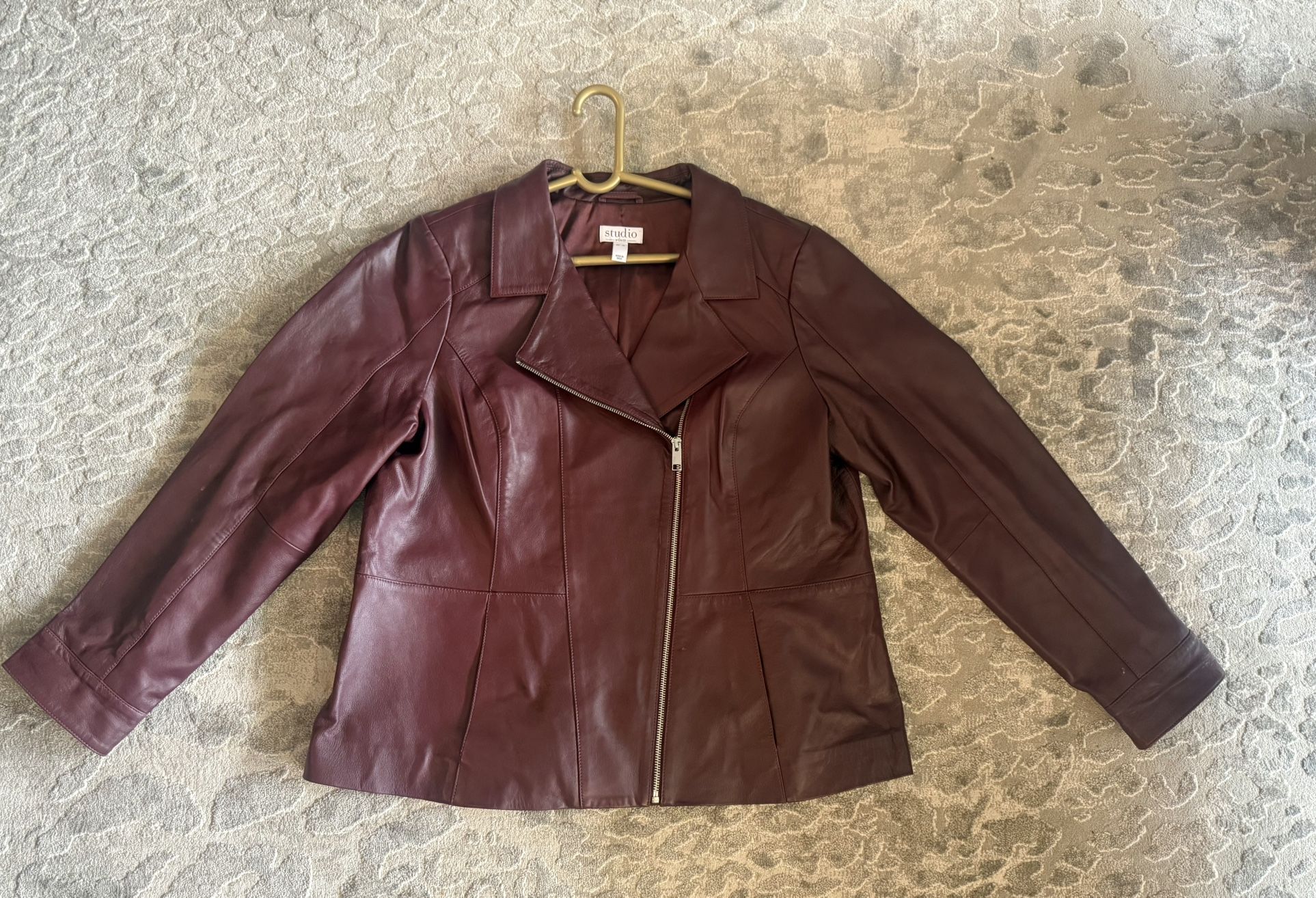 Burgundy Lambskin Leather Jacket 
