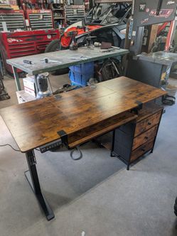 Electric Standing Desk with Drawer Unit