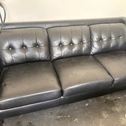 3 Seated Black Leather Couch