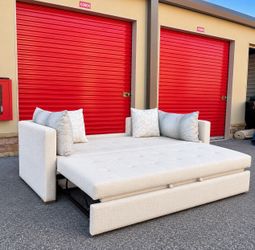 Modern Upholstered Queen-Style Trundle Sleeper Sofa
