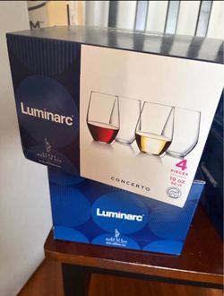 New 4pc Luminarc Stemless Wine Glasses – 19oz Modern Style